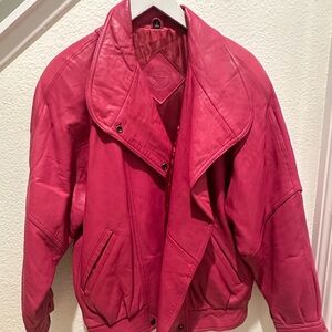Vibrant Pink Leather Jacket for Women